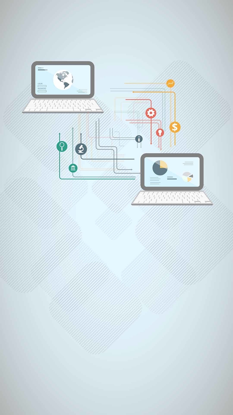 简约与科技的交融 探索灰色扁平化笔记本电脑信息图表H5设计